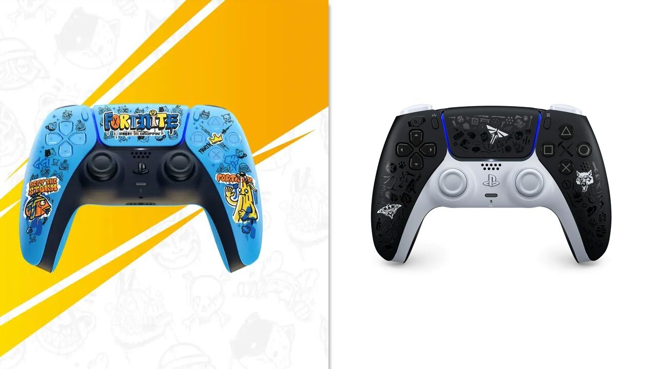 Fortnite and The Last of Us DualSense controllers