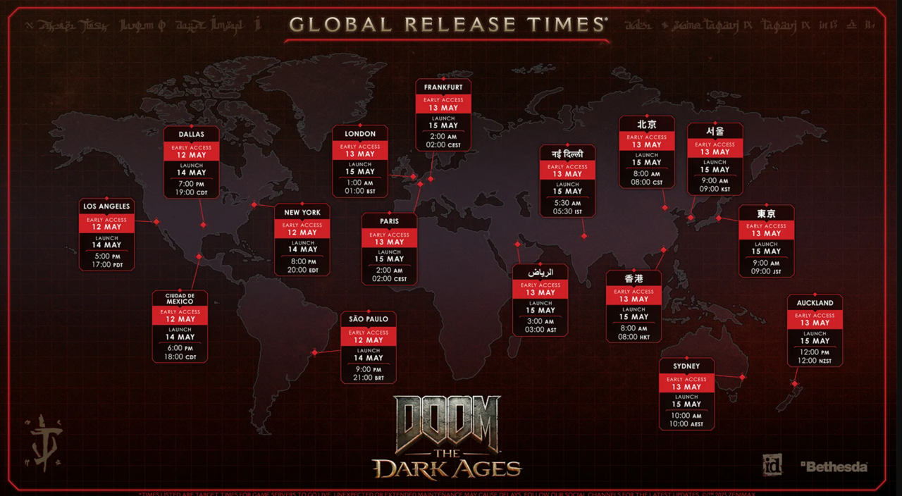 Here's when Doom: The Dark Ages launches globally.