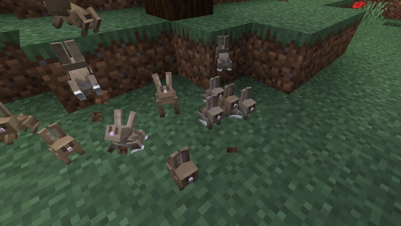 Lots of Minecraft rabbits